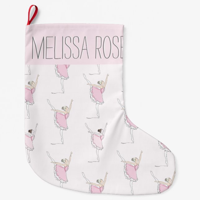 Calcetín Navideño Grande Navidades personalizados de Ballerina Rosa se leva (Anverso)