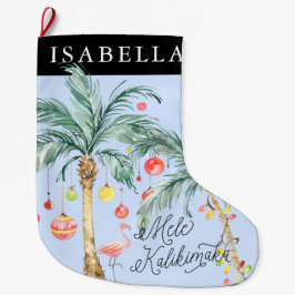 Calcetín Navideño Grande Navidades personalizados de Mele Kalikimaka se lev