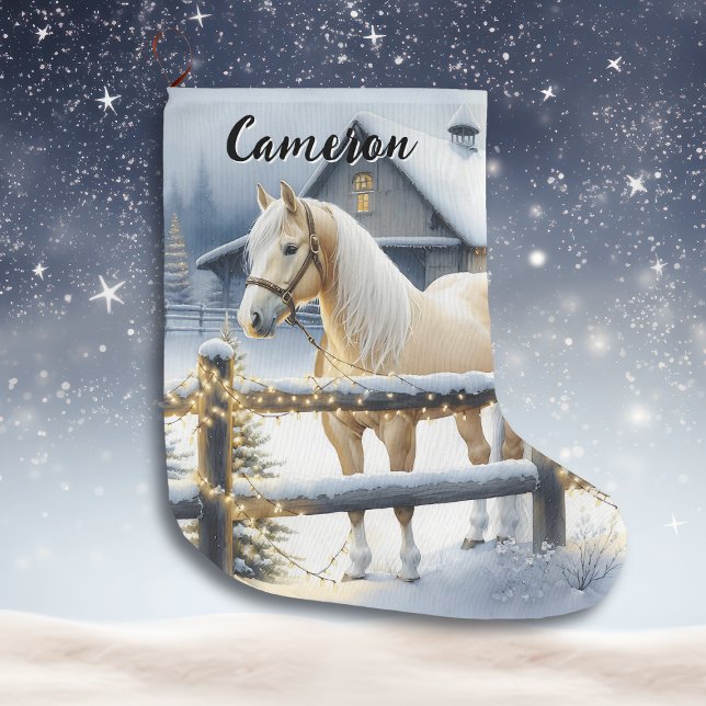 Calcetín Navideño Grande Navidades personalizados del caballo blanco bonito (Subido por el creador)