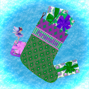 Calcetín Navideño Grande Navidades personalizados Pink Purple Green