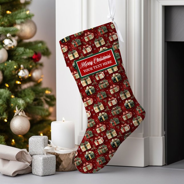 Calcetín Navideño Grande Navidades personalizados únicos Stocking Watercolo (Unique Personalized Christmas Stocking Watercolor)