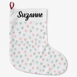 Calcetín Navideño Grande Navidades pintados a mano Pine Cones Multicolor