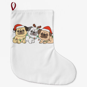 Calcetín Navideño Grande Navidades Pug Animales cortan vacaciones de perros