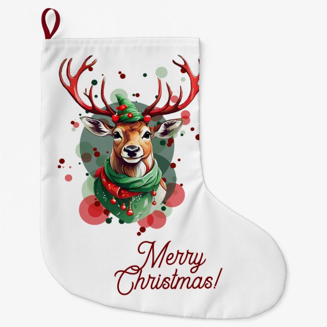 Calcetín Navideño Grande Navidades: Reindeer Stocking (Anverso)