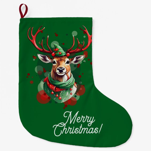 Calcetín Navideño Grande Navidades: Reindeer Stocking (Anverso)