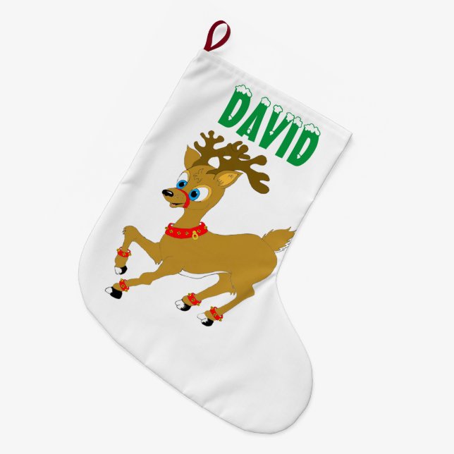 Calcetín Navideño Grande Navidades renos (Frente (Colgado))