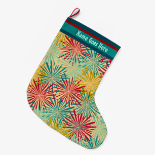 Calcetín Navideño Grande Navidades retro Tinsel PomPoms (personalizado)