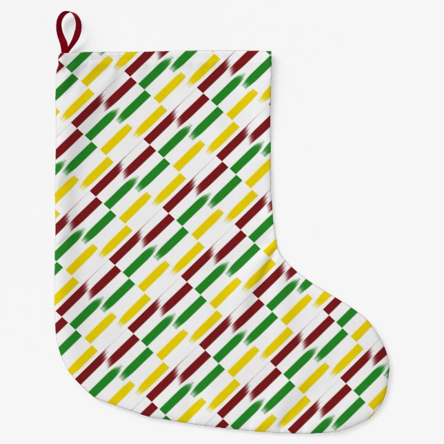 Calcetín Navideño Grande Navidades Rojo, Verde, Bandas de oro Viviente en B (Anverso)