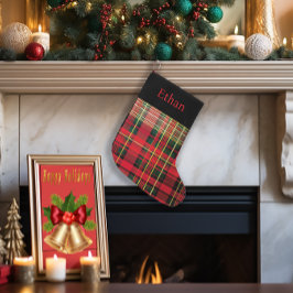 Calcetín Navideño Grande Navidades rojos y verdes del personalizado Tartán