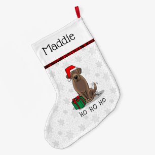 Calcetín Navideño Grande Navidades Santa Chocolate Labrador Retriever Cute