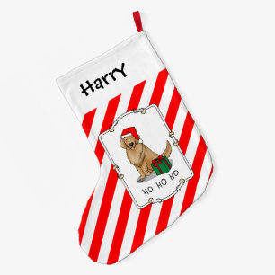 Calcetín Navideño Grande Navidades Santa Claus Golden Retriever Dog Cute