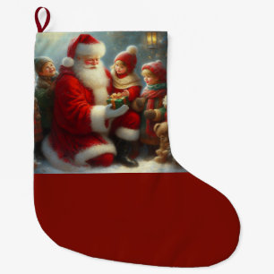 Calcetín Navideño Grande Navidades Santa con niños 2