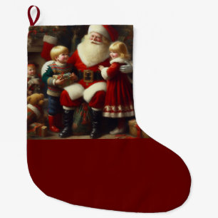Calcetín Navideño Grande Navidades Santa con niños 6