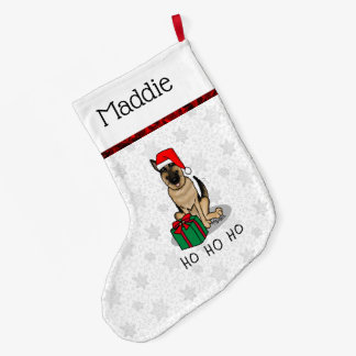 Calcetín Navideño Grande Navidades Santa Hat German Shepherd Dog Cute