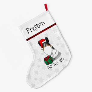 Calcetín Navideño Grande Navidades Santa Hat Papillon (tricolor) Perro Cute