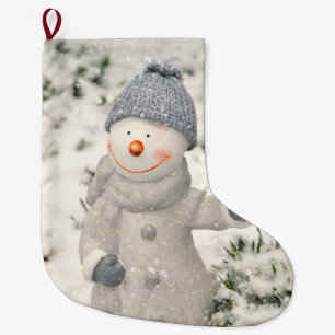 Calcetín Navideño Grande Navidades se divierten con Snowman sonriente