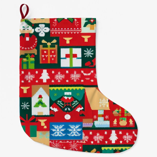 Calcetín Navideño Grande Navidades Suéter Feo 1 (Anverso)