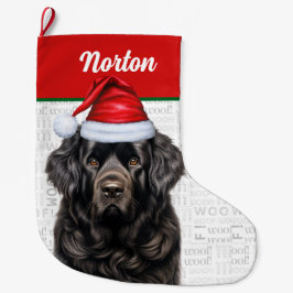 Calcetín Navideño Grande Navidades Terranova Nombre Woof Fondo