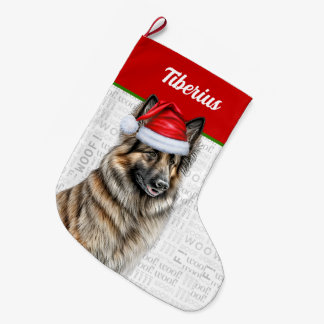 Calcetín Navideño Grande Navidades Tervuren belga con nombre de perro