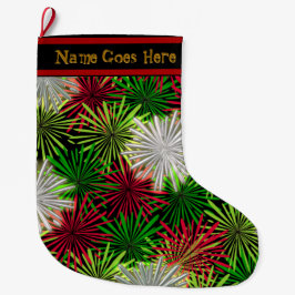 Calcetín Navideño Grande Navidades Tinsel PomPoms (Personalizado)