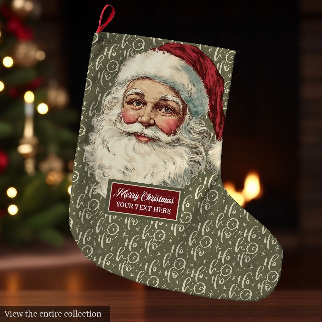 Calcetín Navideño Grande Navidades tradicionales de Santa Claus Stocking Vi (Traditional Santa Claus Christmas Stocking Vintage Charm)