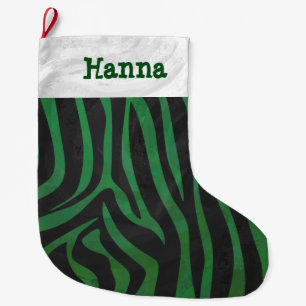 Calcetín Navideño Grande Negro cebra y verde