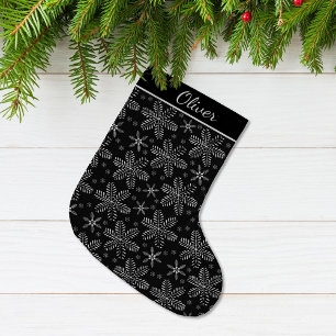 Calcetín Navideño Grande Negro y plata personalizado