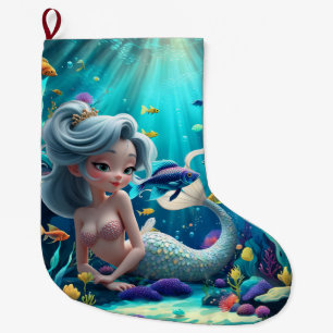 Calcetín Navideño Grande Nerina – La Sirena Amable de los Sueños de Coral. 