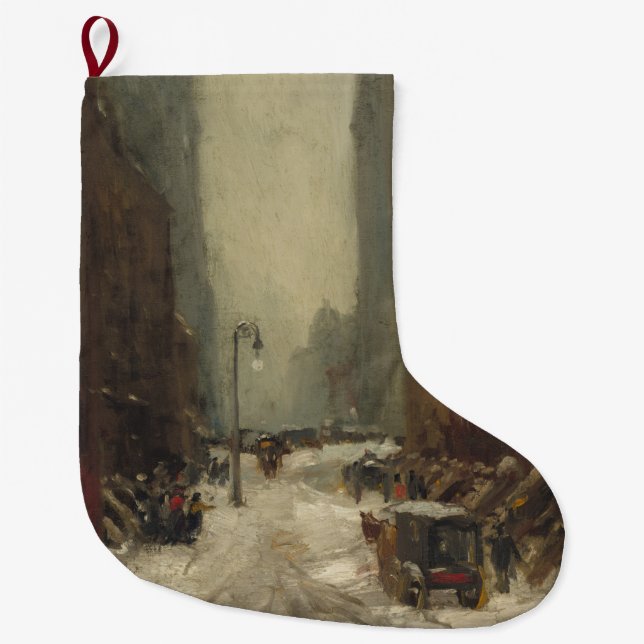 Calcetín Navideño Grande Nieve en Nueva York (invierno en Nueva York) (Anverso)