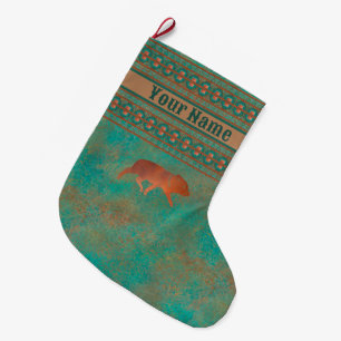 Calcetín Navideño Grande Niño Javelina Lindo Personalizado del Suroeste