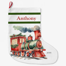 Calcetín Navideño Grande Niños en tren de Navidad