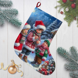 Calcetín Navideño Grande Niños Navidades alegres