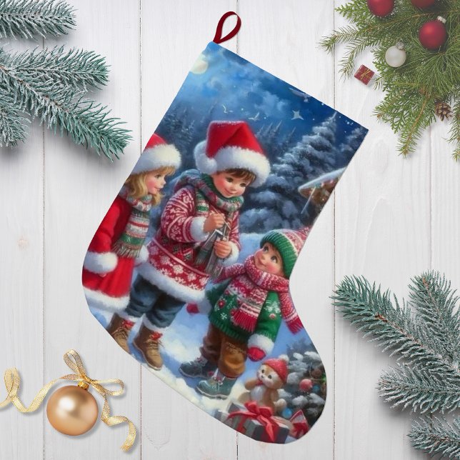 Calcetín Navideño Grande Niños Navidades alegres (Subido por el creador)