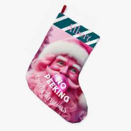 Calcetín Navideño Grande No asemejar la espuma rosa de burbuja de Santa | N