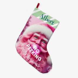 Calcetín Navideño Grande No asemejar la espuma rosa de burbuja de Santa | N