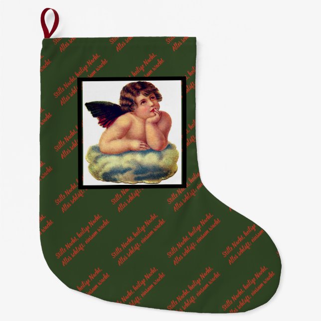 Calcetín Navideño Grande NOCHE SILENCIOSA EN ALEMÁN con el almacenamiento (Anverso)