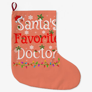 Calcetín Navideño Grande Nochebuena divertida iluminando a Médica favorita