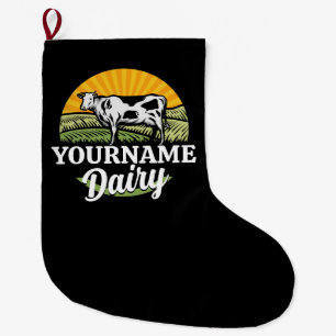 Calcetín Navideño Grande NOMBRE ADICIONAL HORA Láctea Sunset Dairy Farm Gra