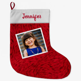 Calcetín Navideño Grande Nombre de foto personalizado