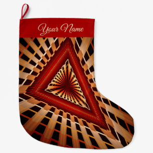 Calcetín Navideño Grande Nombre de gráfico fractal moderno de red de fantas