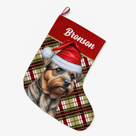 Calcetín Navideño Grande Nombre de la placa de festividad y de los perros d