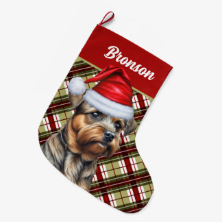 Calcetín Navideño Grande Nombre de la placa de festividad y de los perros d
