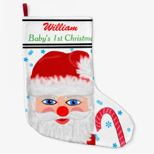 Calcetín Navideño Grande Nombre del bebé 1 Navidades Cañones Santa Candy
