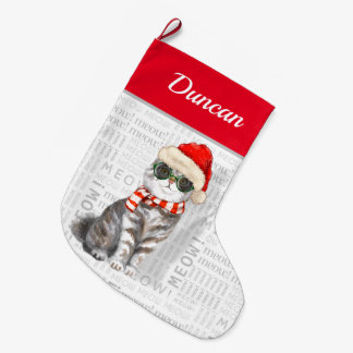 Calcetín Navideño Grande Nombre del gato Navidades Escoceses de felino