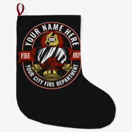 Calcetín Navideño Grande NOMBRE DEL personalizar Bombero Máscara Casco Resc