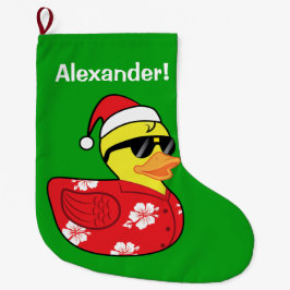 Calcetín Navideño Grande Nombre-Personalizable Ducky de goma del navidad