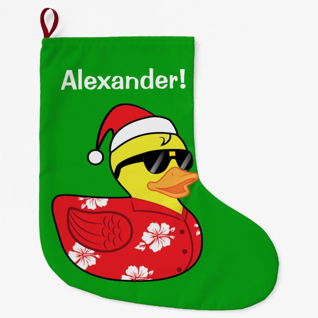 Calcetín Navideño Grande Nombre-Personalizable Ducky de goma del navidad (Anverso)