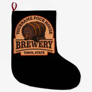 Calcetín Navideño Grande NOMBRE personalizado Cervecería de carne de roble