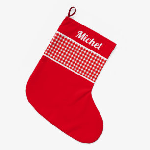 Calcetín Navideño Grande Nombre personalizado marcado por el búfalo rojo ru