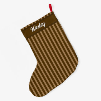Calcetín Navideño Grande Nombre personalizado - Rayas neutrales con clase